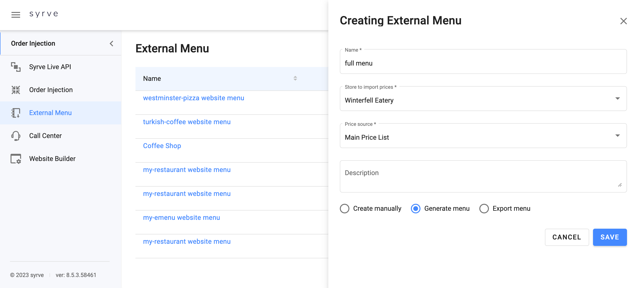 External Menu Articles