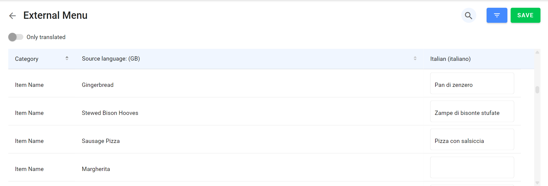 External Menu Articles
